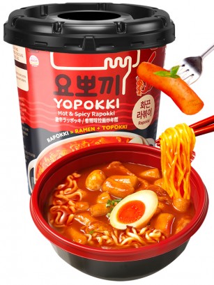 Ramen y Topokki Instantáneos con Salsa Hot & Spicy | Yopokki 145g.