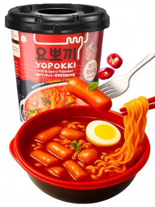 Ramen y Topokki Instantáneos con Salsa Hot & Spicy | Yopokki 145g.
