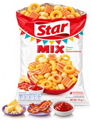 Snack Mix Queso, Bacon y Queso-Ketchup | Star Pepsi 90 g